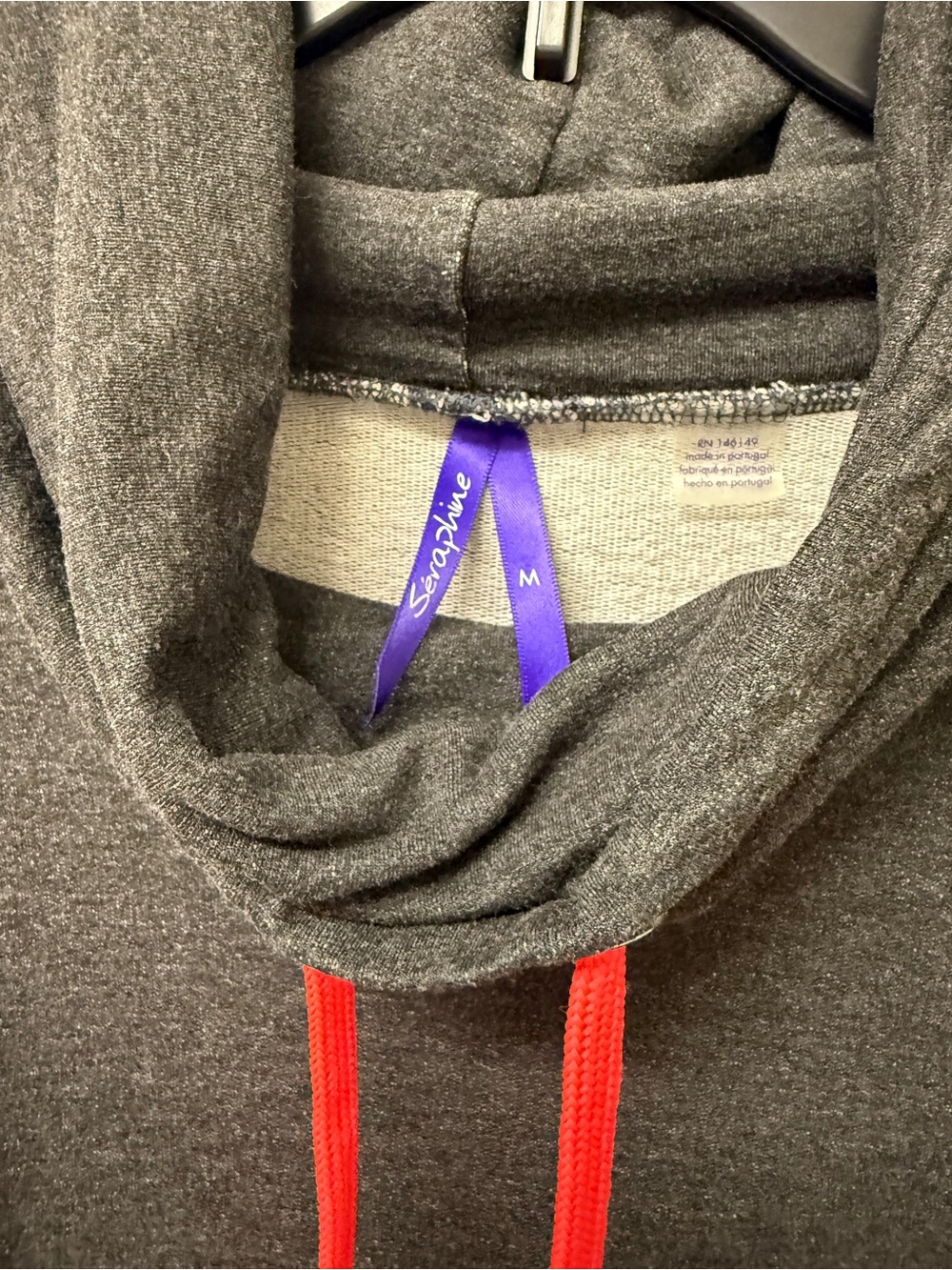 Seraphine maternity nursing cowl-neck sweatshirt charcoal grey size M - Picture 6 of 8